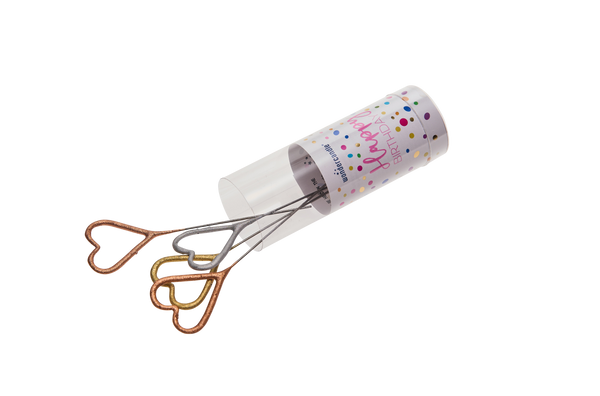 Wondercandle, Wondercandle mini 4er Set, Happy Birthday - Herz Tricolor Confetti