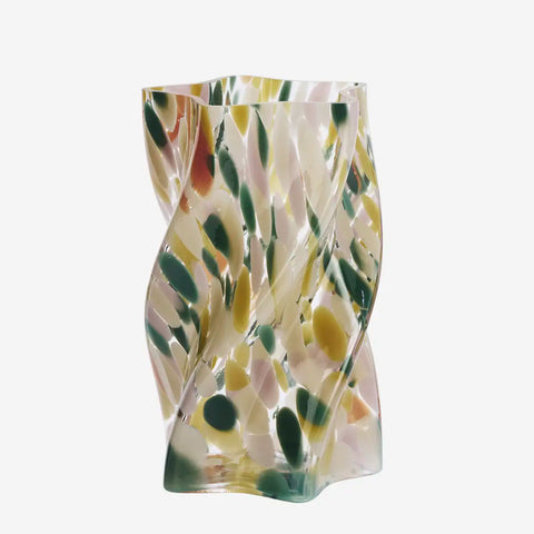 Madam Stoltz, Vase aus Glas, leuchtend gepunktet
