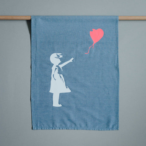 Nicehome, Geschirrtuch, Girl with Balloon, denim