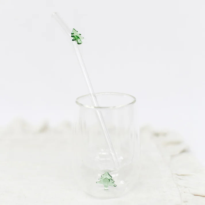 Bake Affair, Glasstrohhalme mit Tannenbaum, Set aus 2