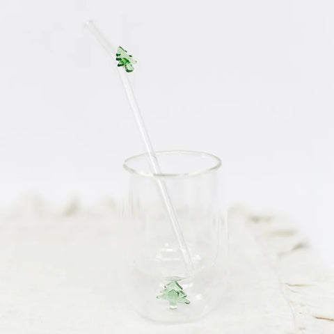 Bake Affair, Glasstrohhalme mit Tannenbaum, Set aus 2