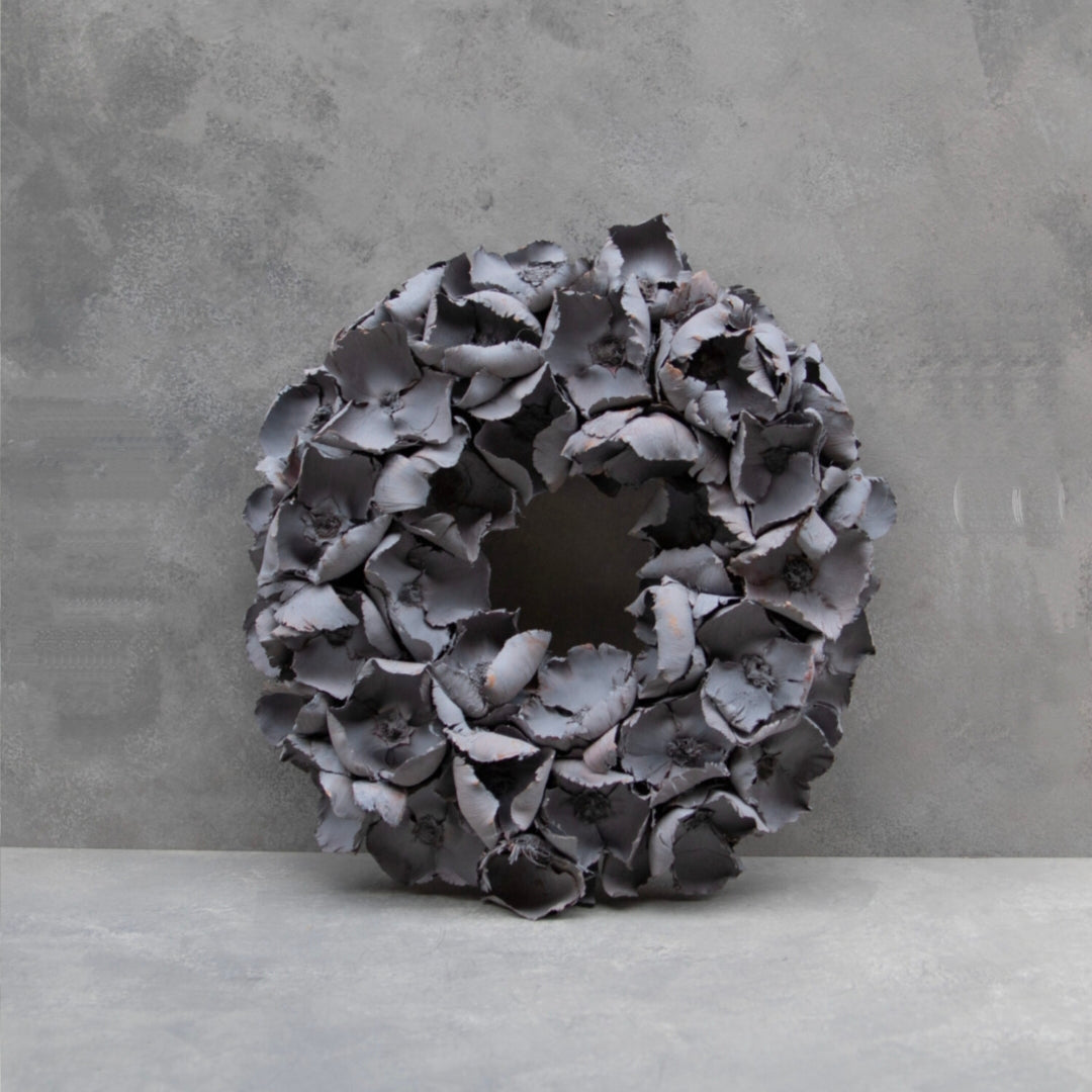 Couronne, Dekokranz aus Palmbechern, rauchgrau 45 cm