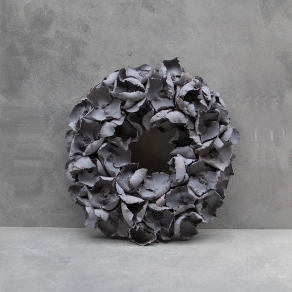 Couronne, Dekokranz aus Palmbechern, rauchgrau 45 cm