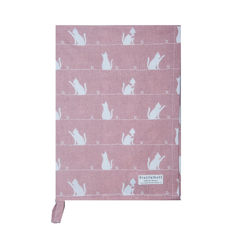 Krasilnikoff Geschirrtuch "Cat",  dusty rose