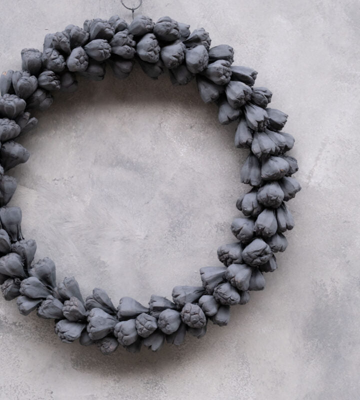 Couronne, Dekokranz aus Kiya-Früchten, grau 45 cm