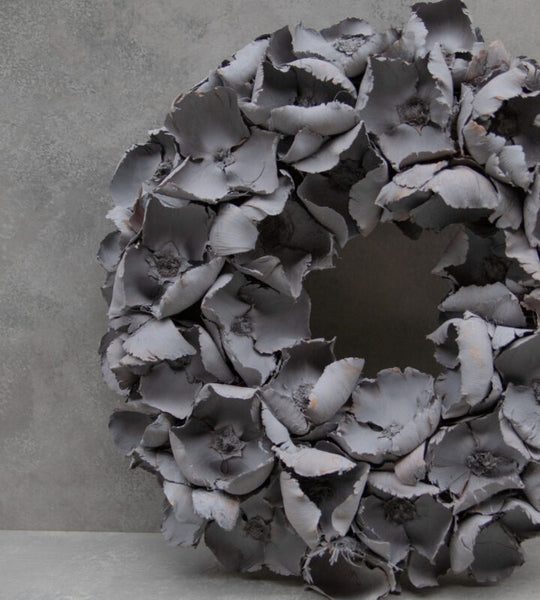 Couronne, Dekokranz aus Palmbechern, rauchgrau 45 cm