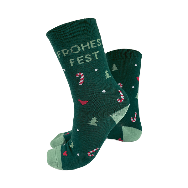 Grafik Werkstatt, Coole Socke "Weihnachten Frohes Fest" grün