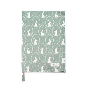 Krasilnikoff Geschirrtuch "Allover bunnies", dusty green