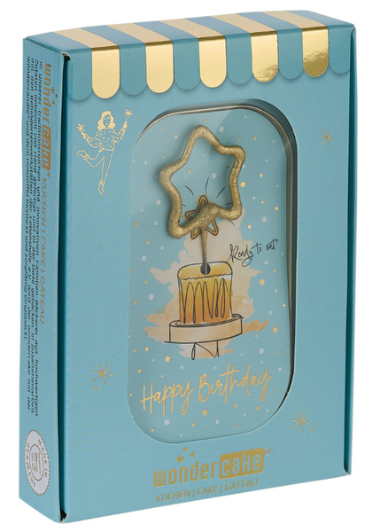 Wondercandle, Wondercake deluxe - Happy Birthday, blau - gold