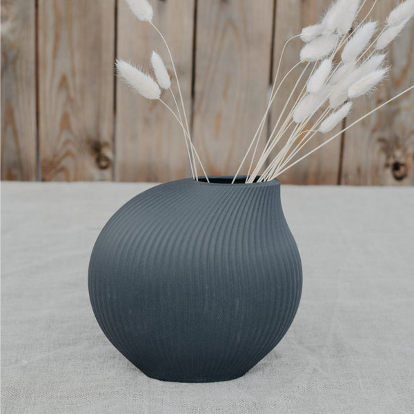 Vase aus Keramik "Lerbäck", dunkelgrau