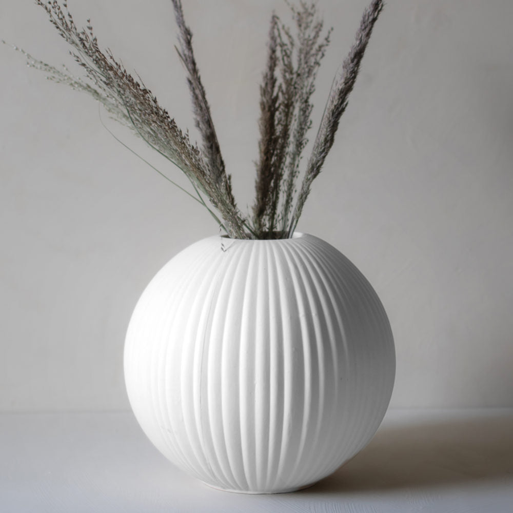 Vase aus Keramik "Vena", weiß L